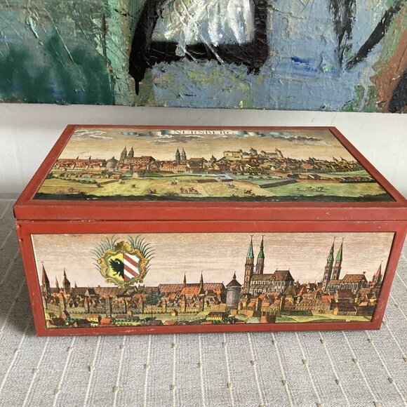 VTG Cookie LG Biscuit Tin Otto Schmidt Nurnberg Germany Colorful Litho Graphics - Picture 7 of 13
